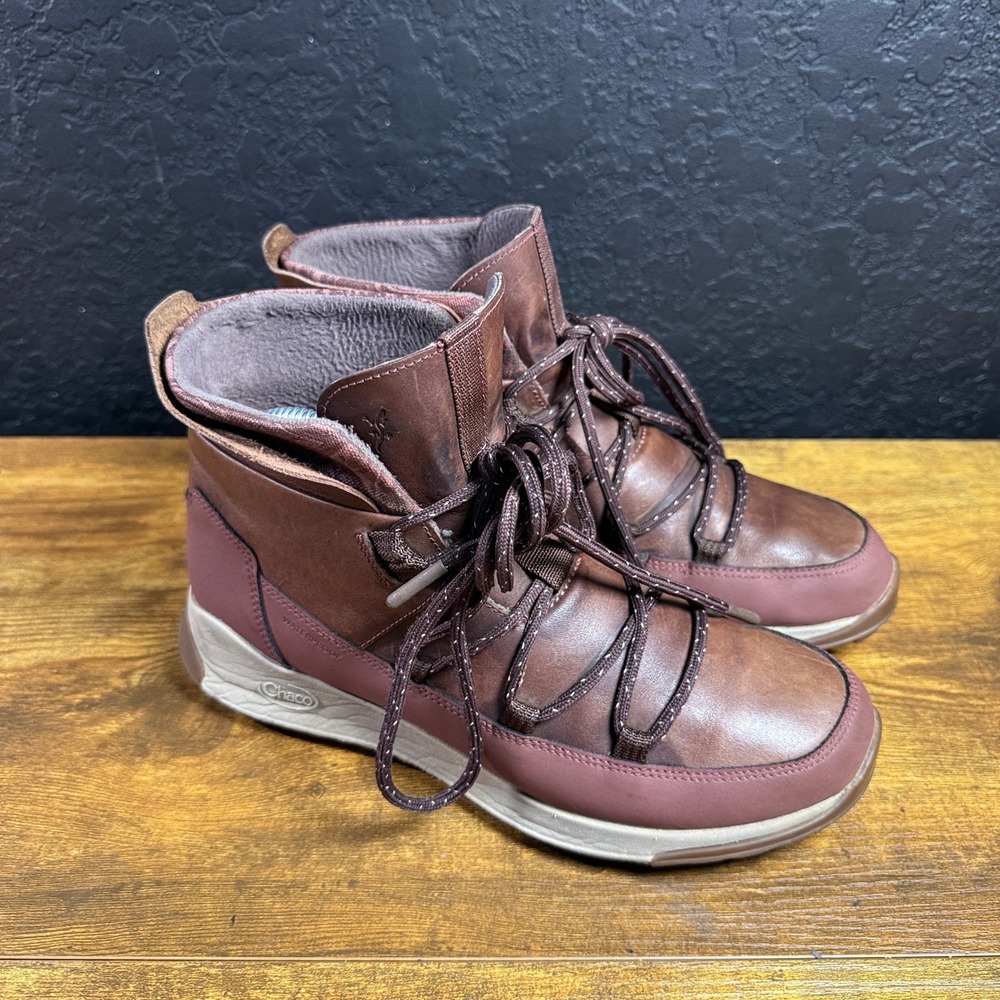 Chaco Borealis Peak Brown Leather Waterproof Hiking Boots Womens 8.5
